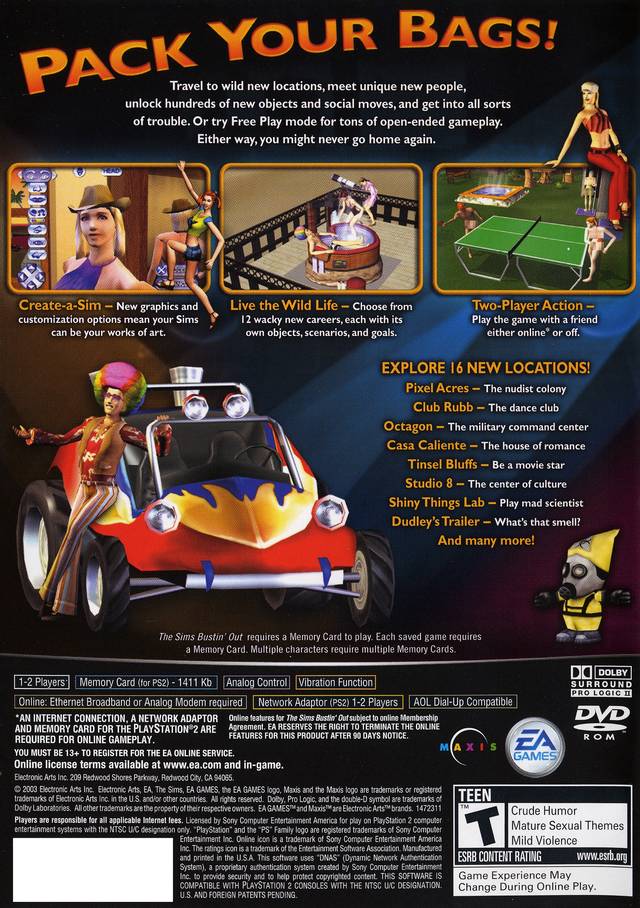 The Sims Bustin' Out PS2 - Video Game - Used - CaveGamers - Image 2