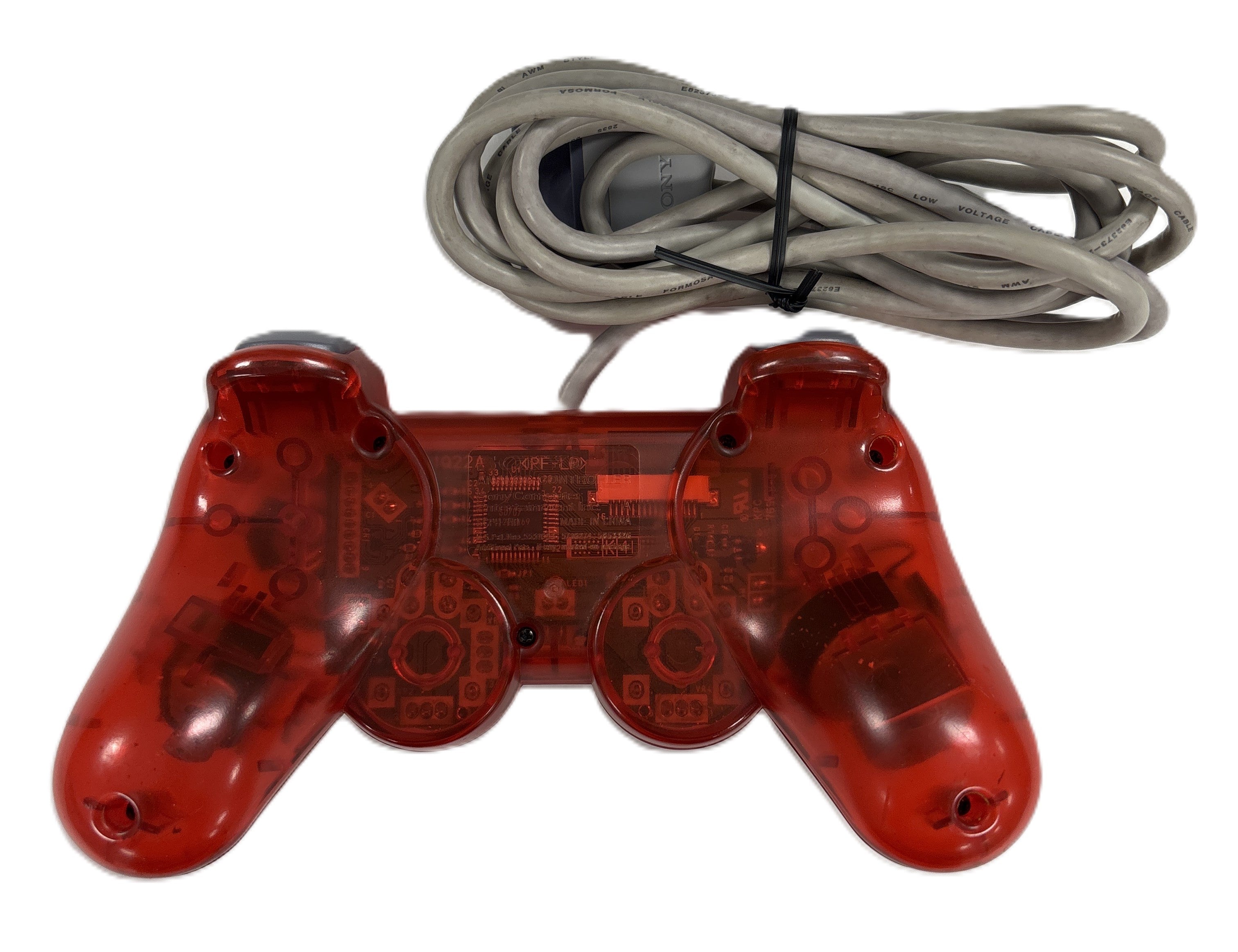 PSone Dualshock Analog Controller - Clear Red Playstation - Video Game Accessory - Used - CaveGamers - Image 2