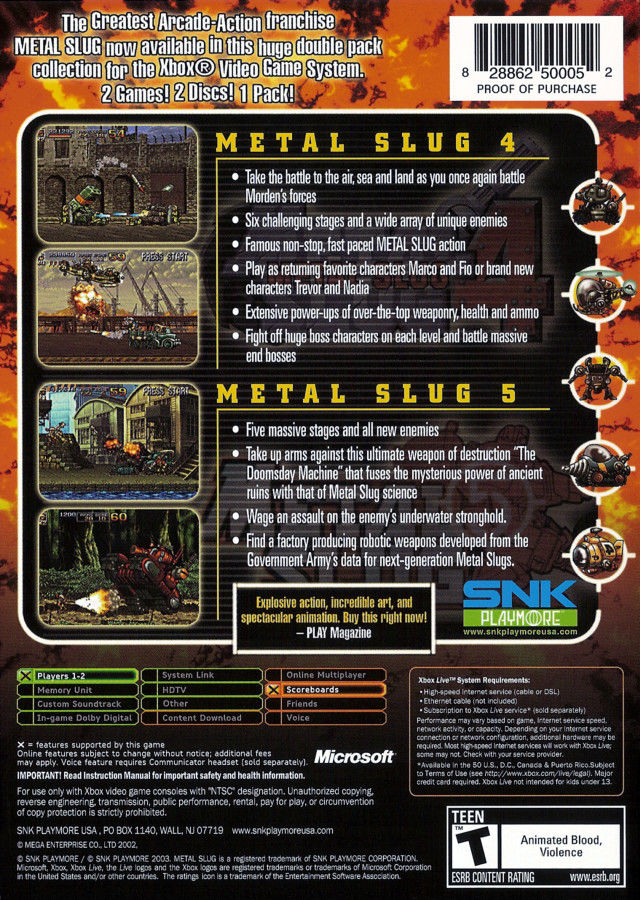 Metal Slug 4 & 5 [2 discs] Xbox - Video Game - Used - CaveGamers - Image 2