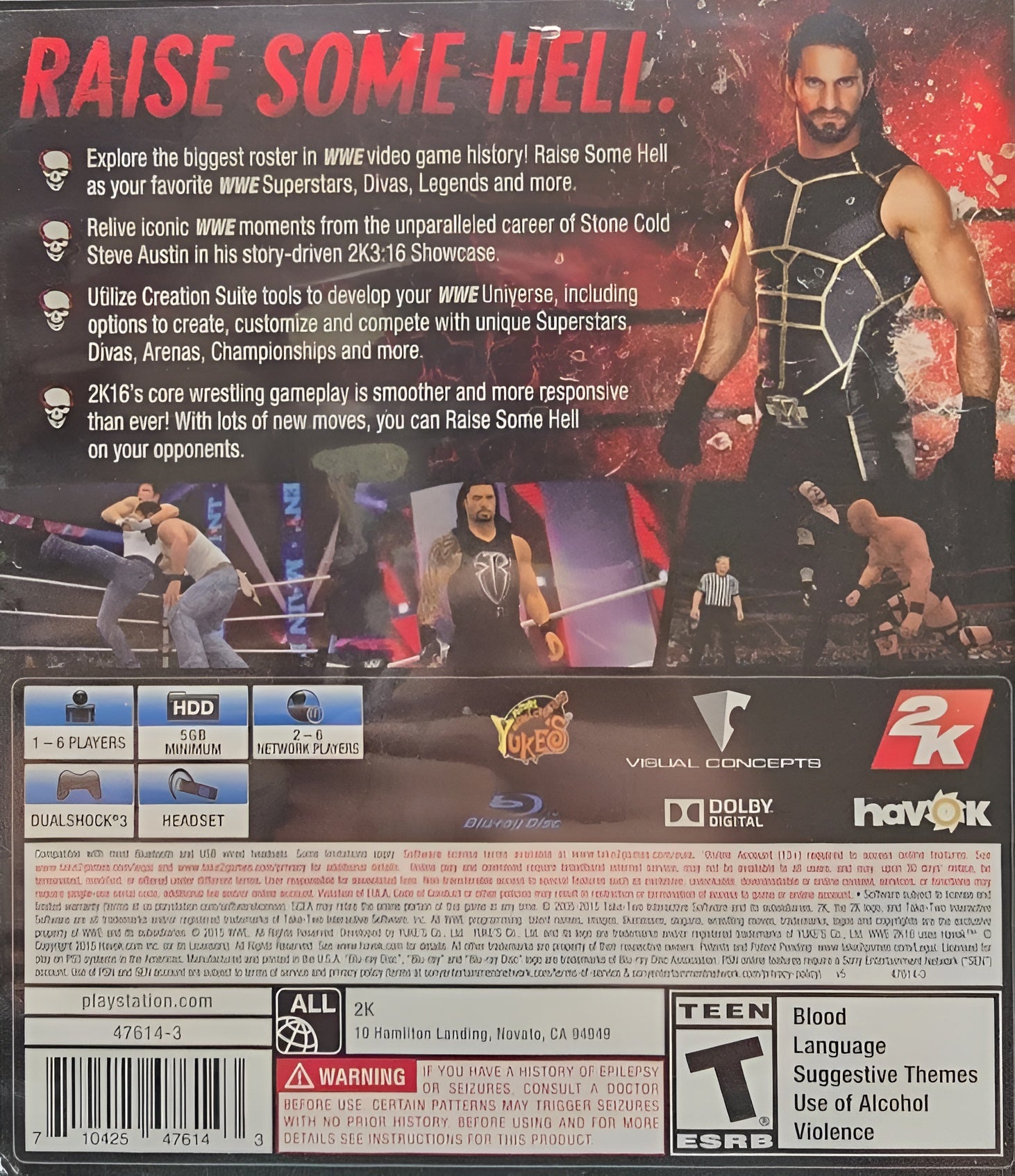 WWE 2K16 PS3 - Video Game - Used - CaveGamers - Image 2