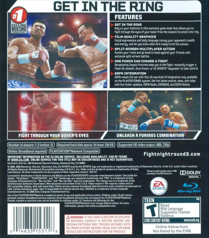 Fight Night Round 3 PS3 - Video Game - Used - CaveGamers - Image 2