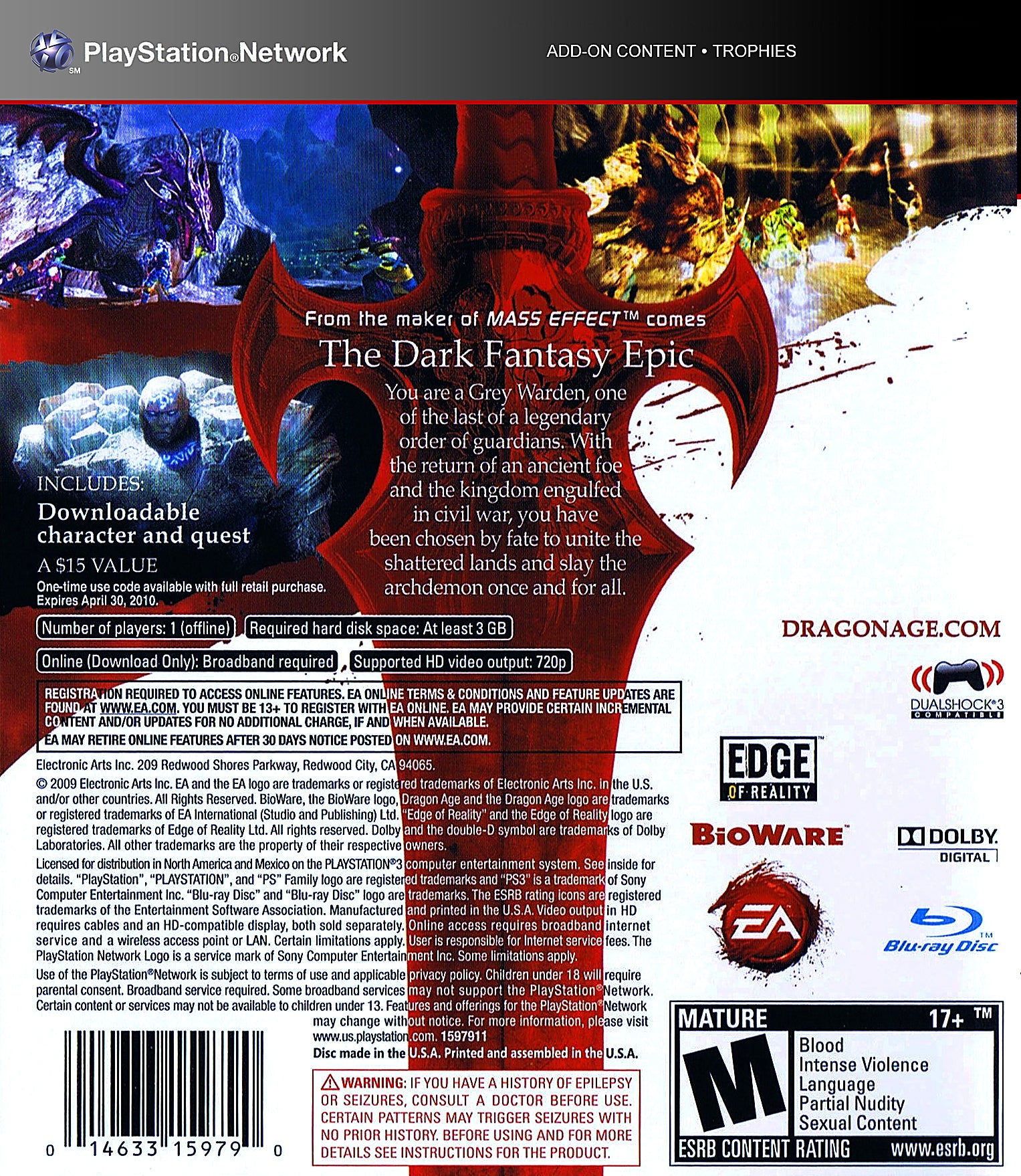 Dragon Age: Origins PS3 - Video Game - Used - CaveGamers - Image 2