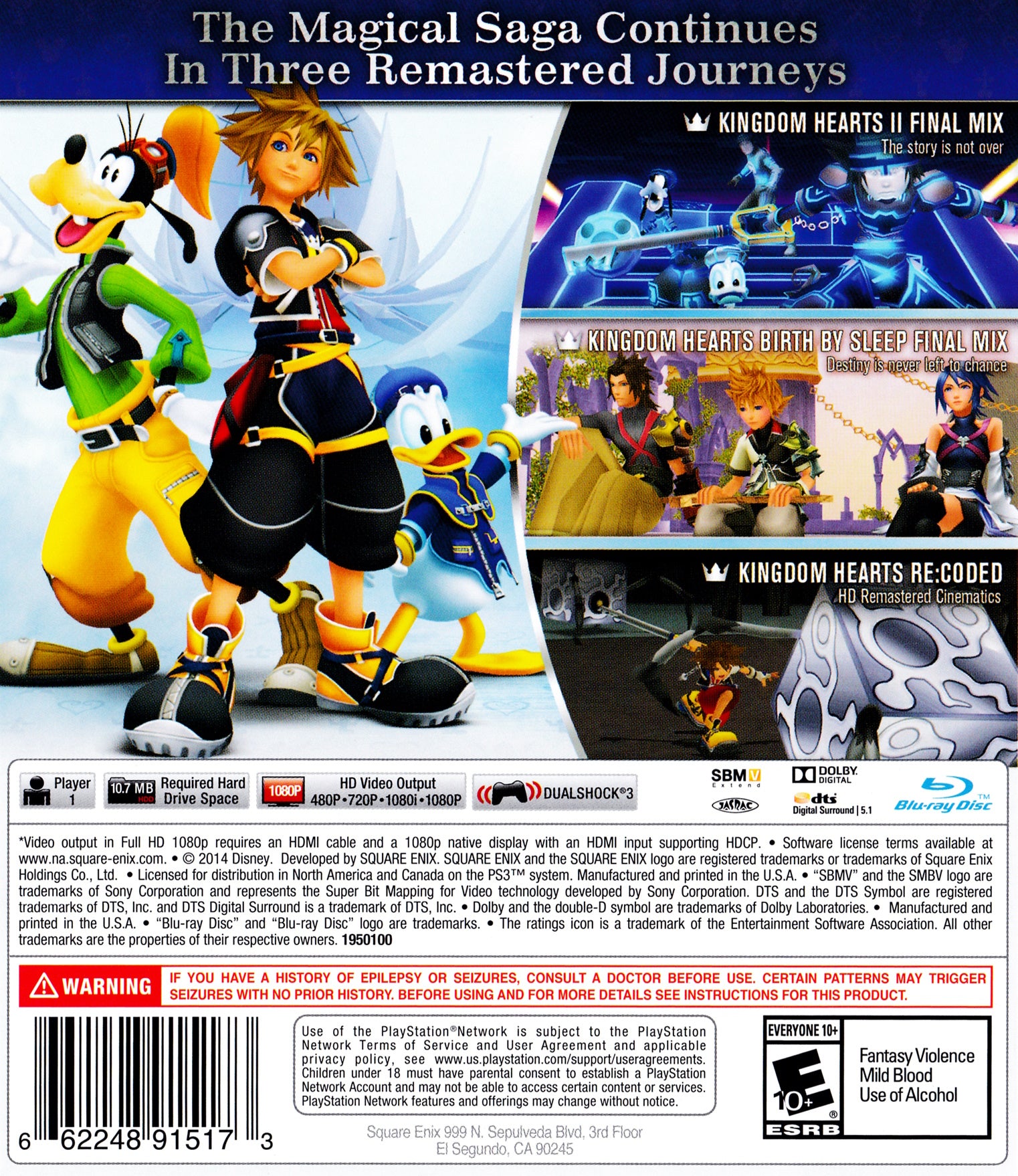 Kingdom Hearts HD 2.5 ReMIX PS3 - Video Game - Used - CaveGamers - Image 2