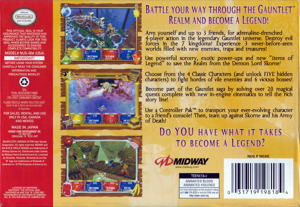 Gauntlet Legends N64 - Video Game - Used - CaveGamers - Image 2