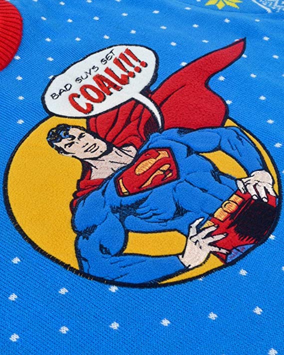 Superman 'Bad Guys Get Coal' Jumper / Ugly Christmas Sweater - XS - Apparel - New - CaveGamers - Image 5
