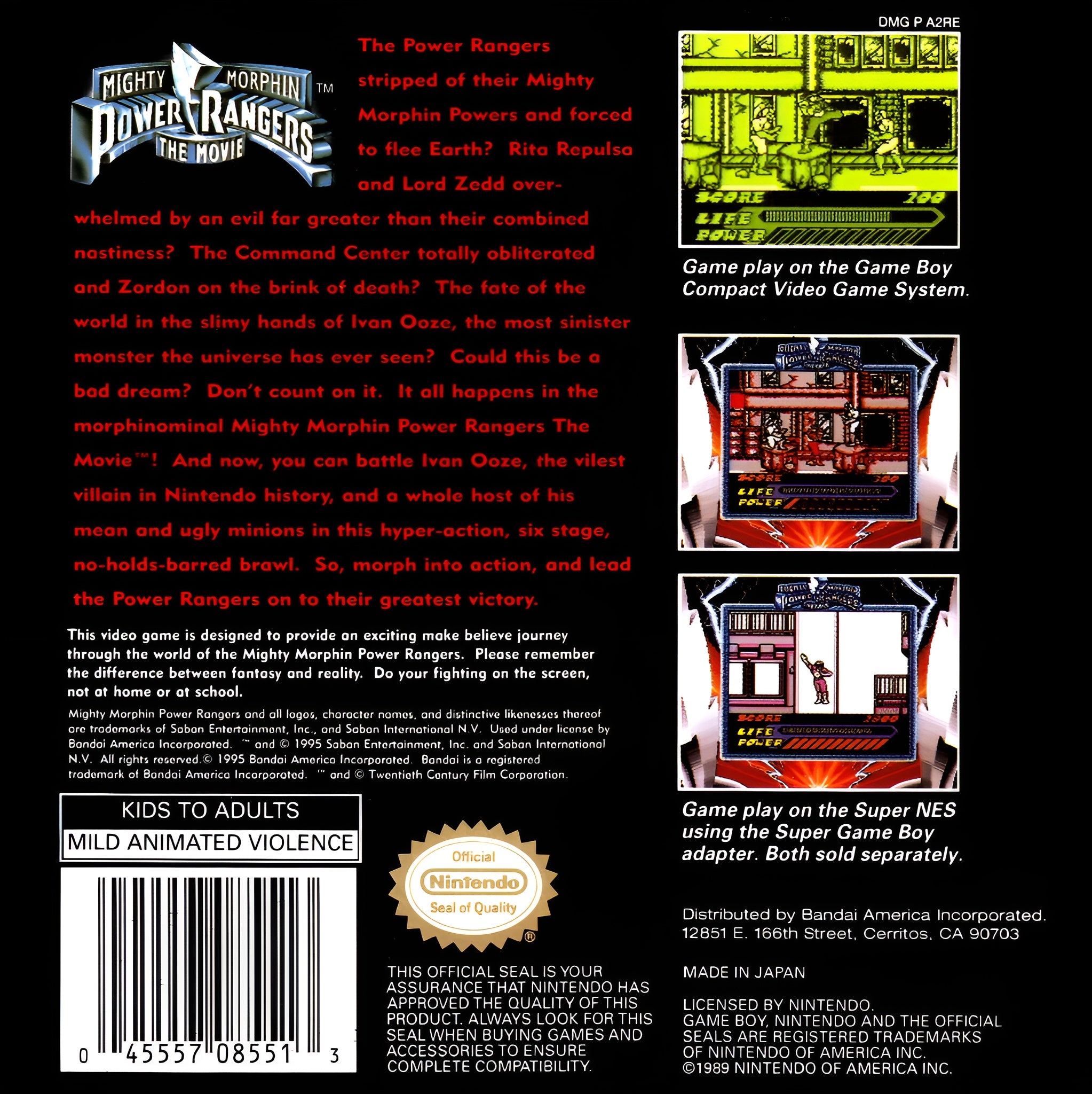 Mighty Morphin Power Rangers: The Movie Game Boy - Video Game - Used - CaveGamers - Image 2