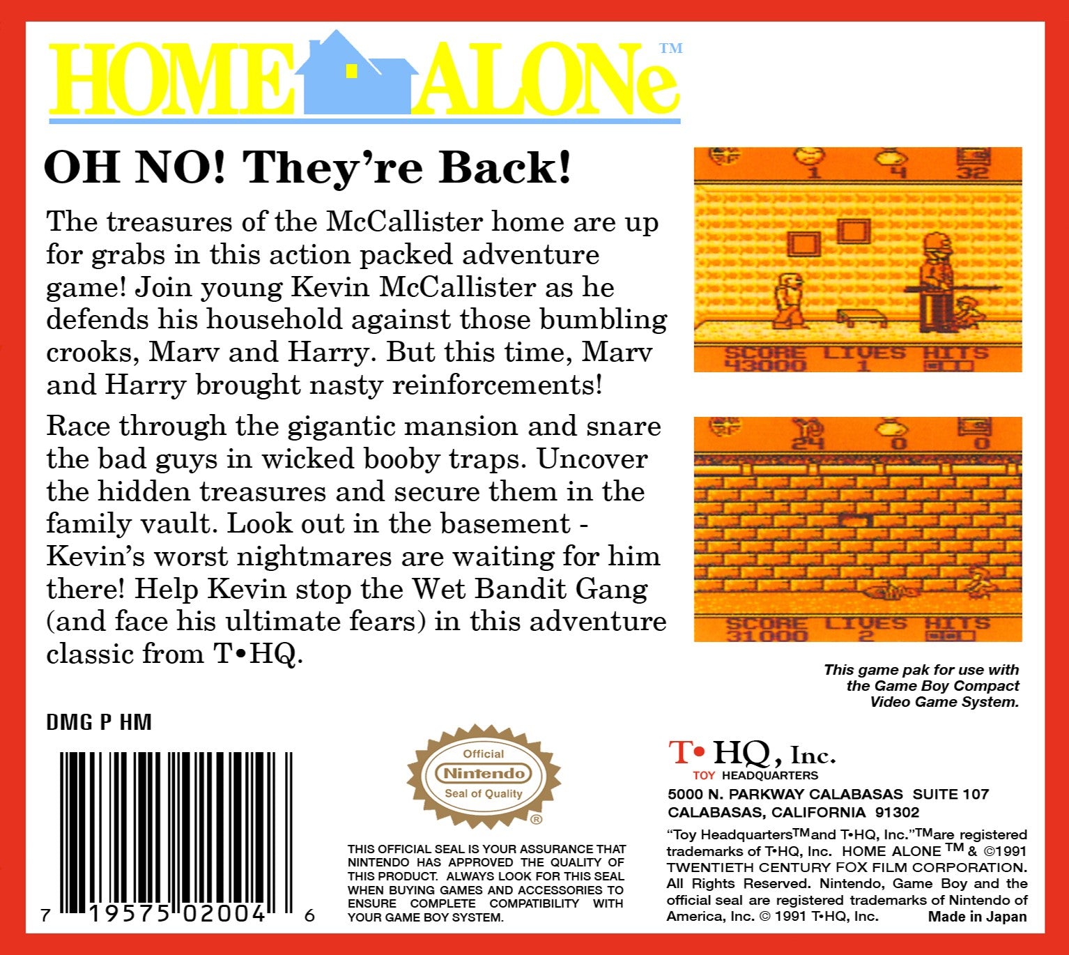 Home Alone Game Boy - Video Game - Used - CaveGamers - Image 2