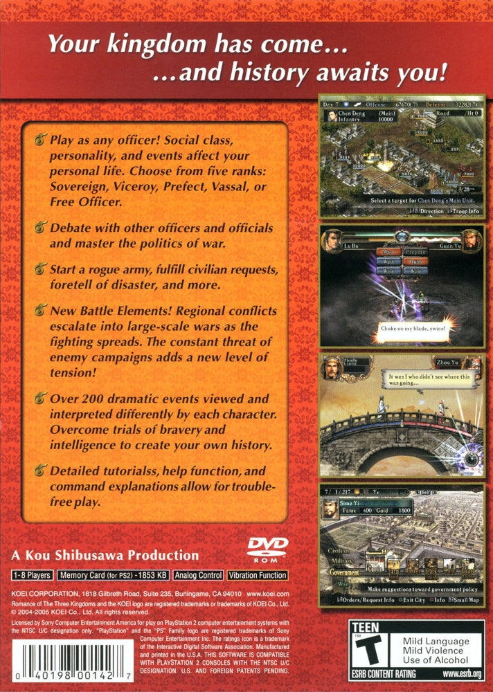 Romance of the Three Kingdoms X PS2 - Video Game - Used - CaveGamers - Image 2