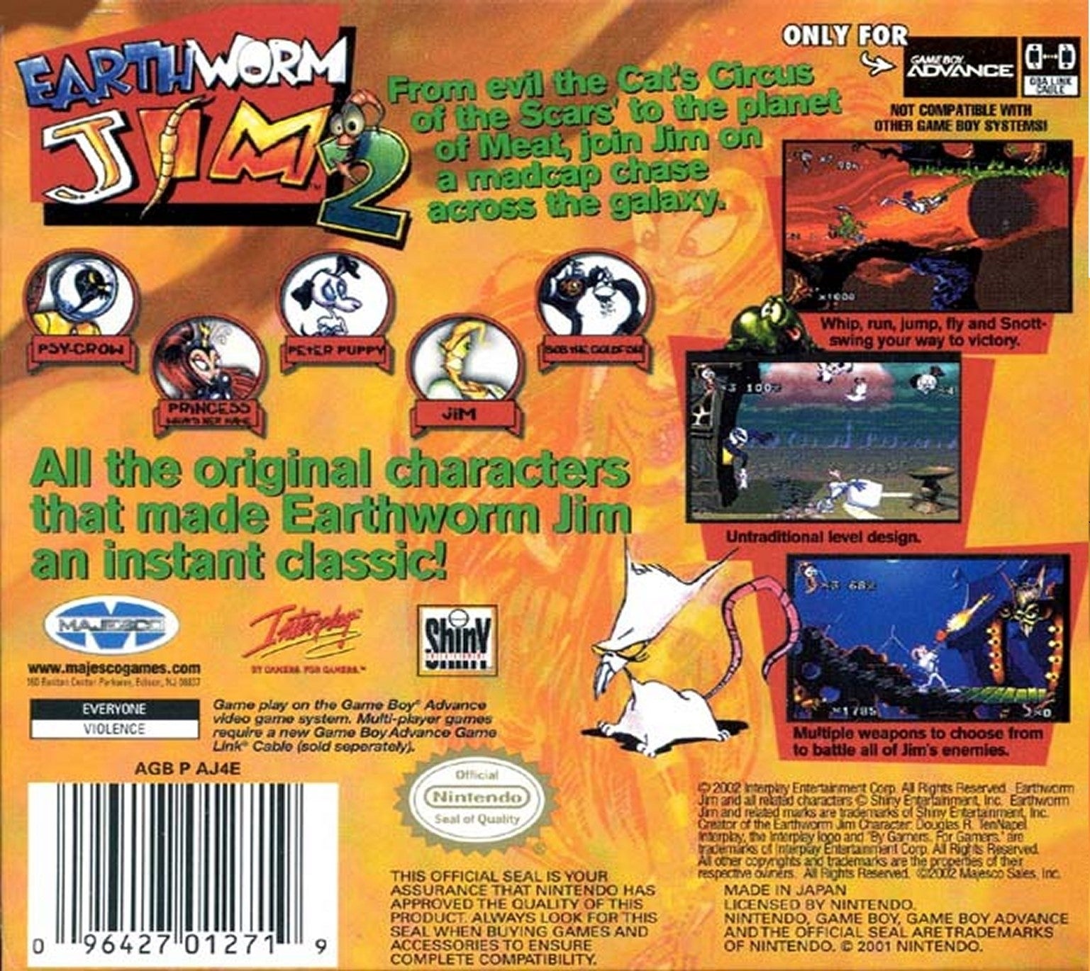 Earthworm Jim 2 Game Boy Advance - Video Game - Used - CaveGamers - Image 2