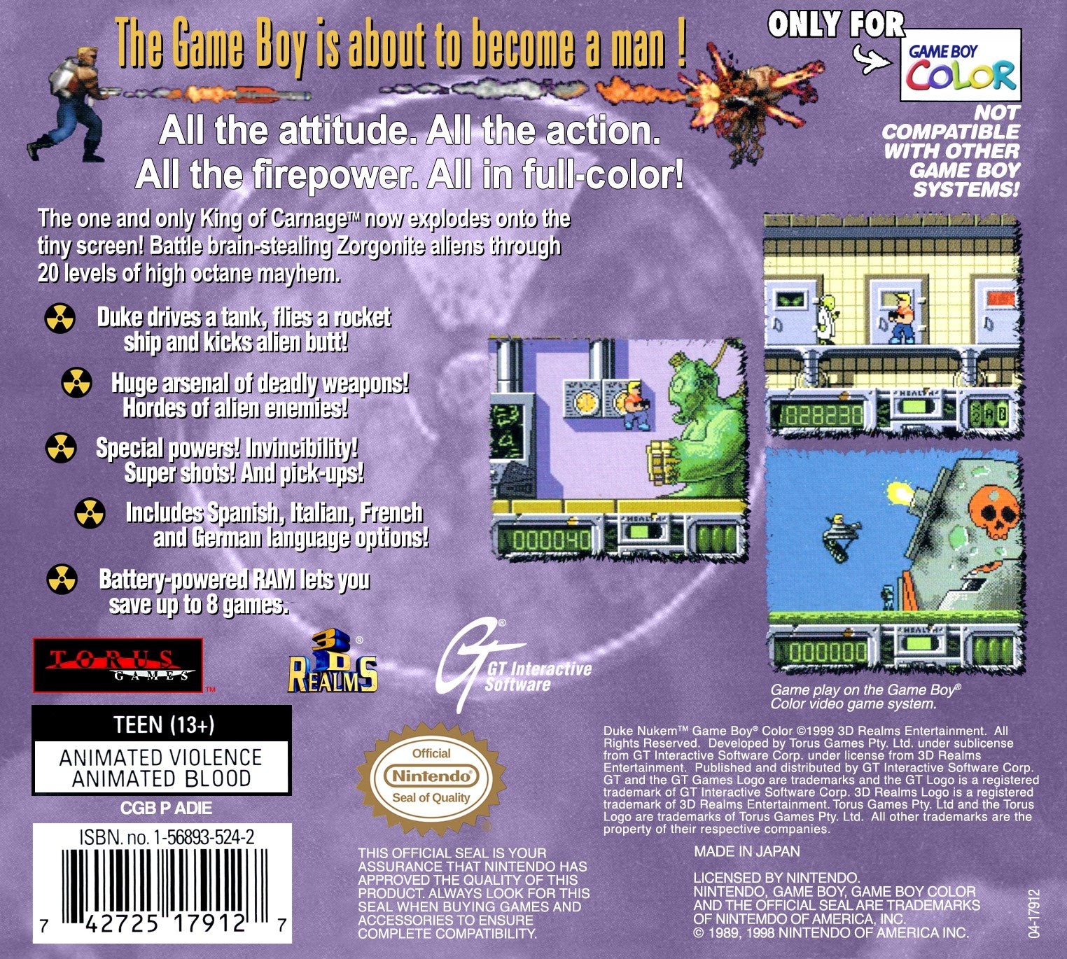 Duke Nukem Game Boy Color - Video Game - Used - CaveGamers - Image 2