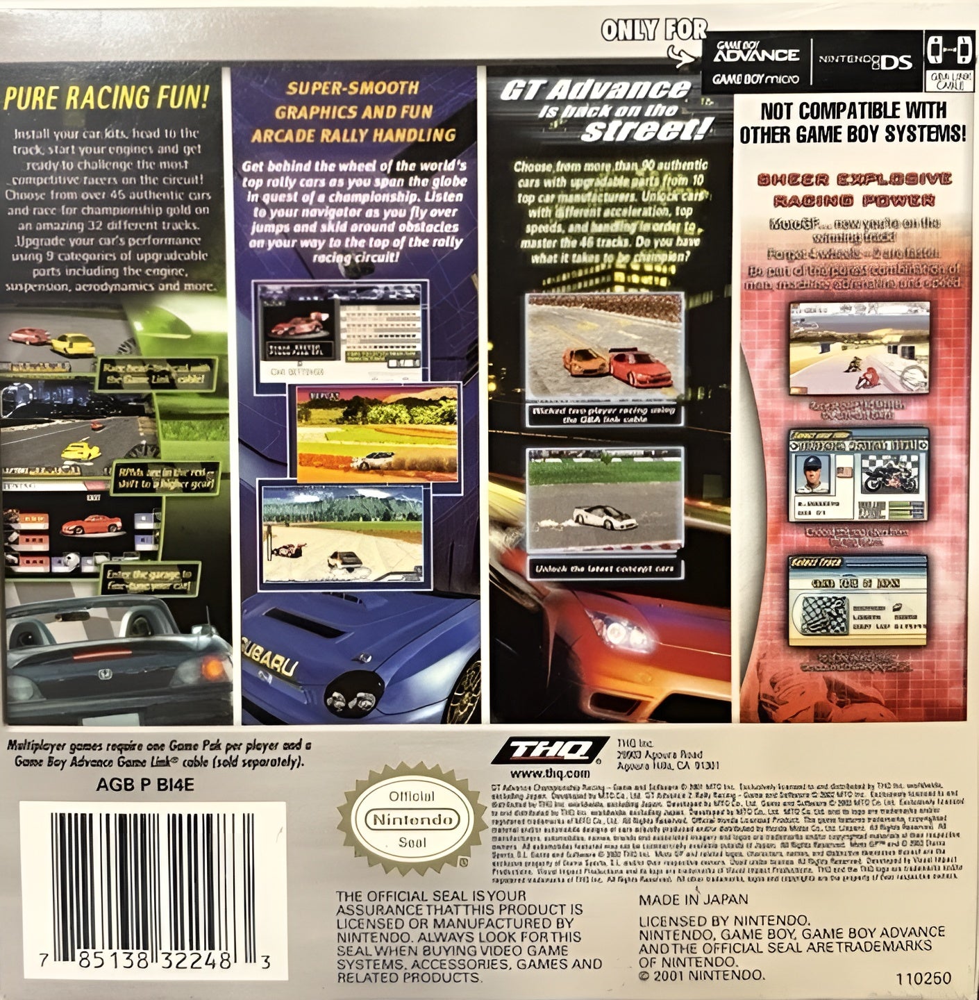 Racing GBA 4 Pack: GT Advance Championship Racing, GT Advance 2 Rally Racing, GT Advance 3 Pro Concept Racing, and Moto GP