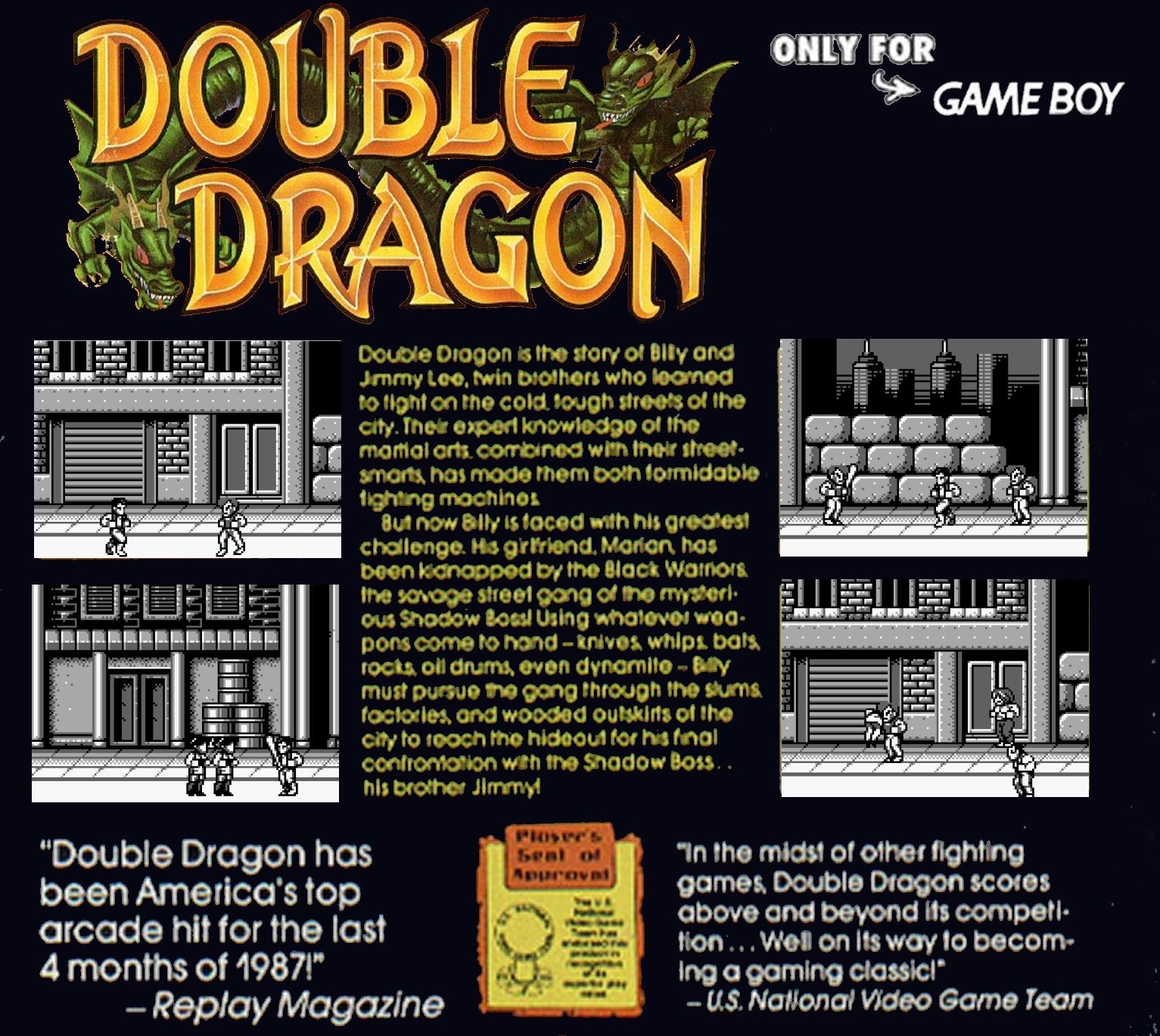 Double Dragon Game Boy - Video Game - Used - CaveGamers - Image 2