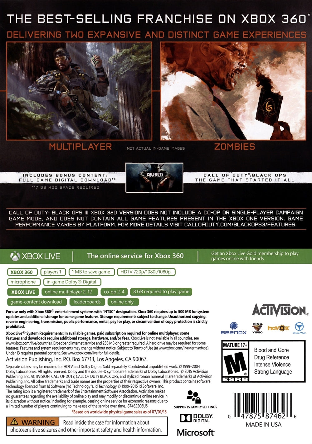 Call of Duty: Black Ops III Xbox 360 - Video Game - Used - CaveGamers - Image 2