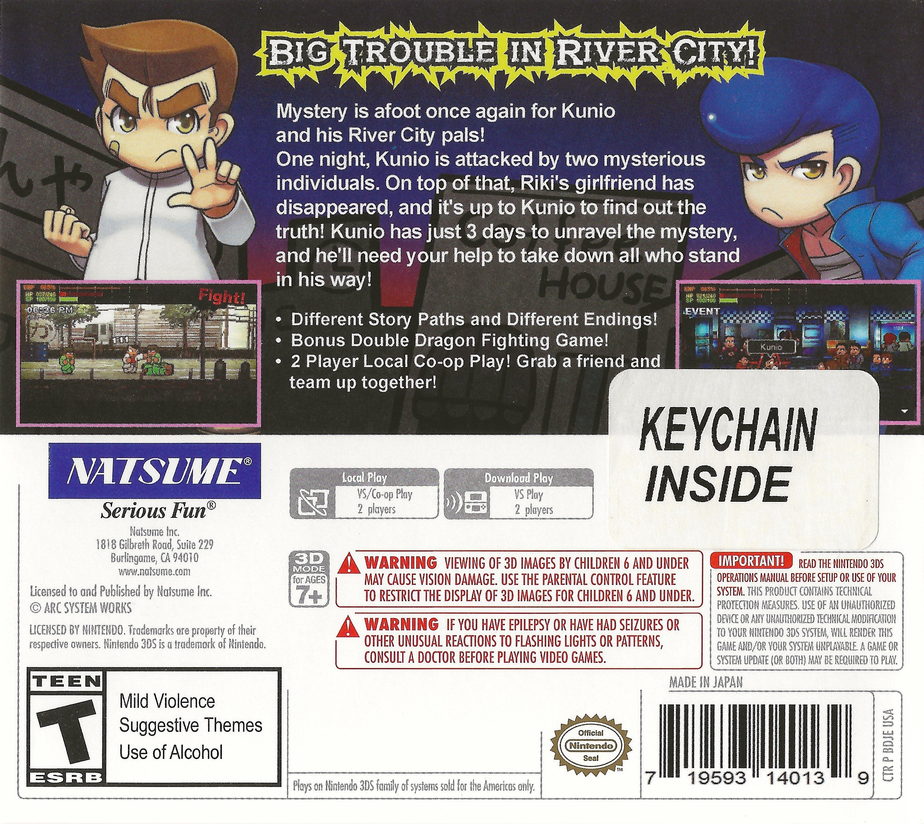 River City: Rival Showdown (Limited Riki Keychain Edition) 3DS - Video Game - Used - CaveGamers - Image 2