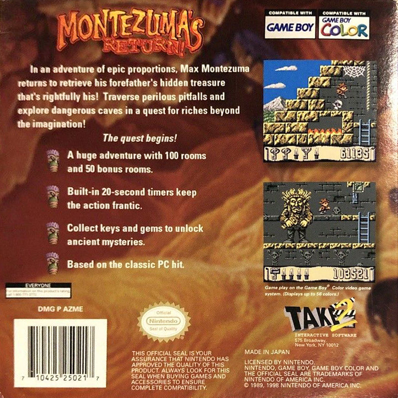 Montezuma's Return Game Boy Color - Video Game - Used - CaveGamers - Image 2