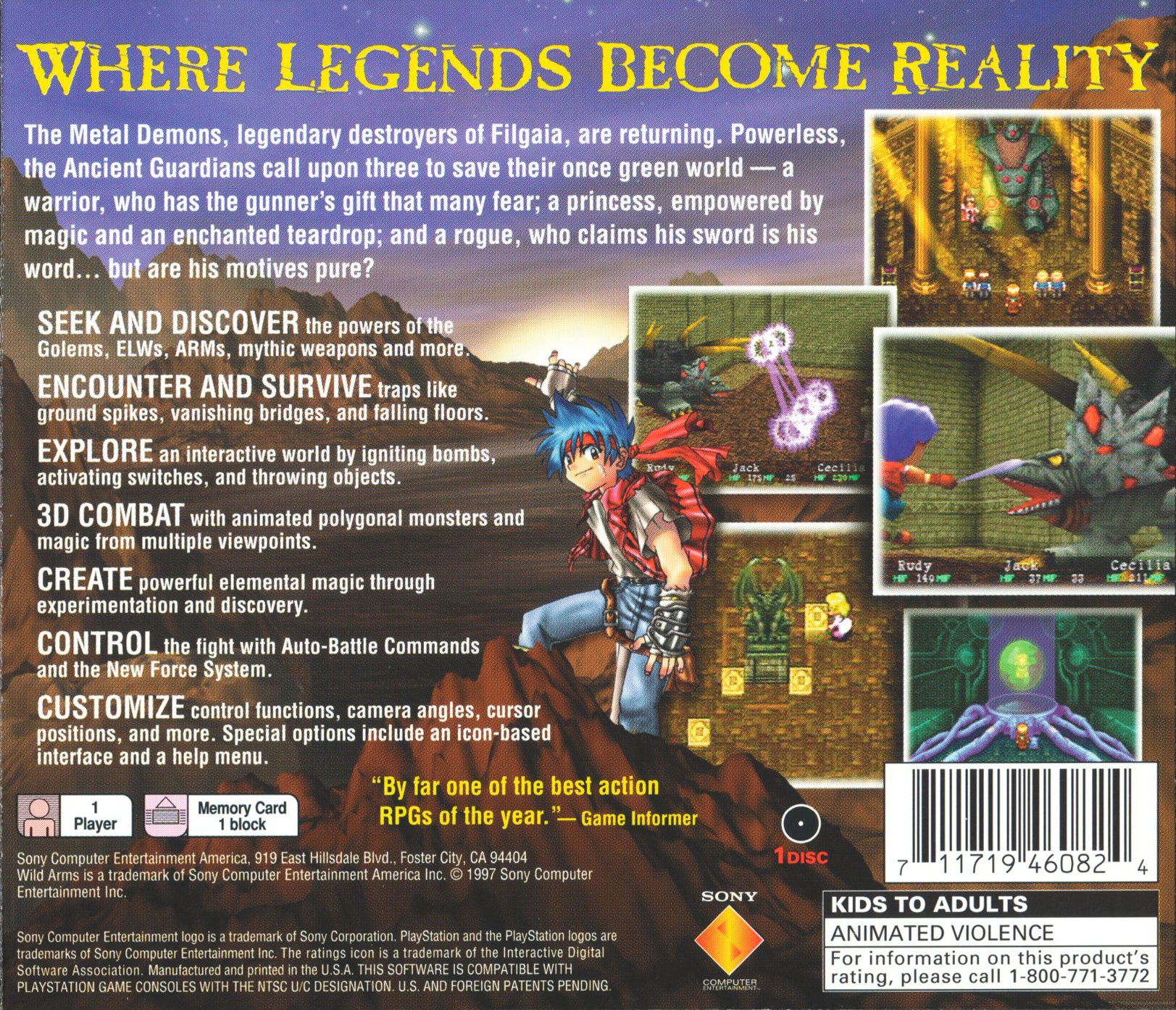 Wild Arms Playstation - Video Game - Used - CaveGamers - Image 2