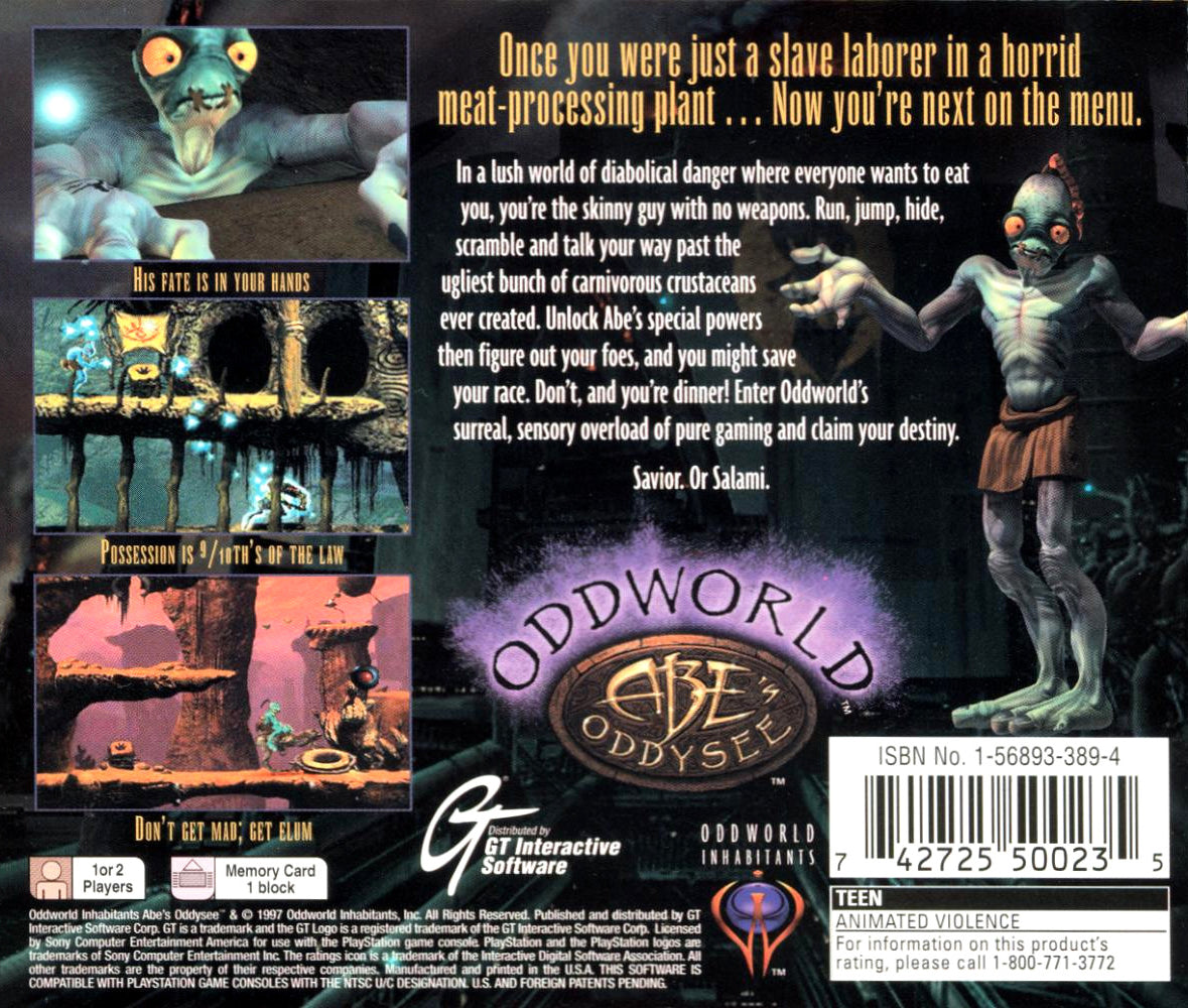 Oddworld Abe's Oddysee Playstation - Video Game - Used - CaveGamers - Image 2