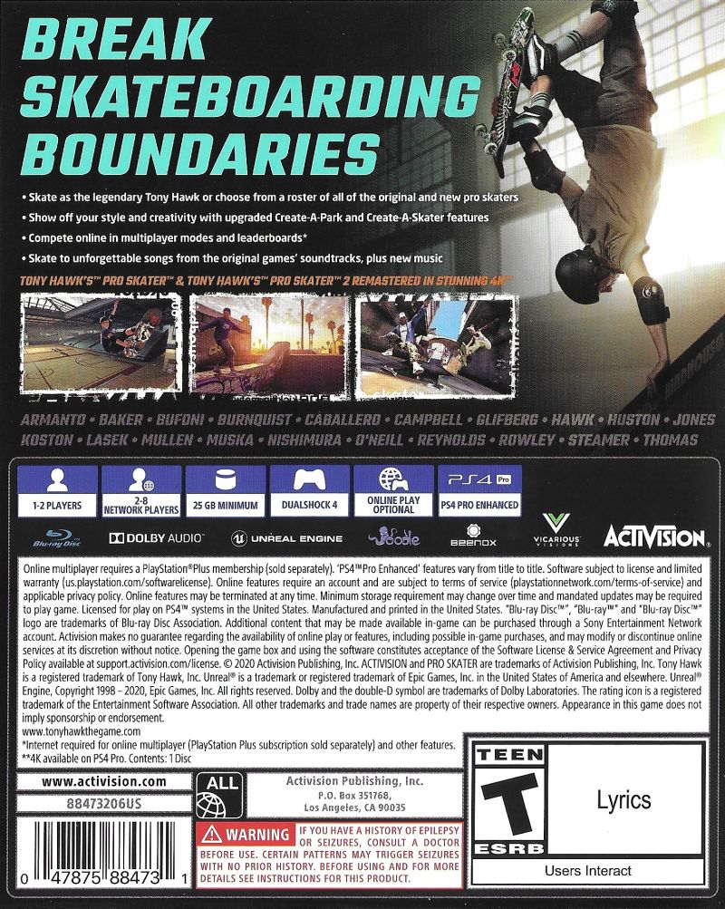 Tony Hawk's Pro Skater 1 + 2