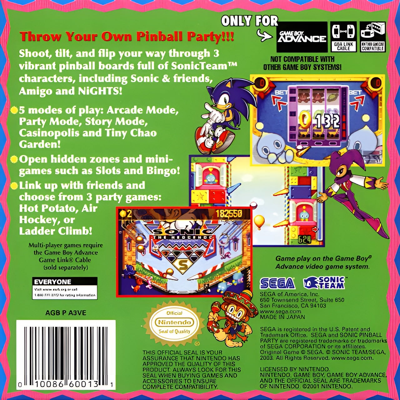 Sonic Pinball Party Game Boy Advance - Video Game - Used - CaveGamers - Image 2