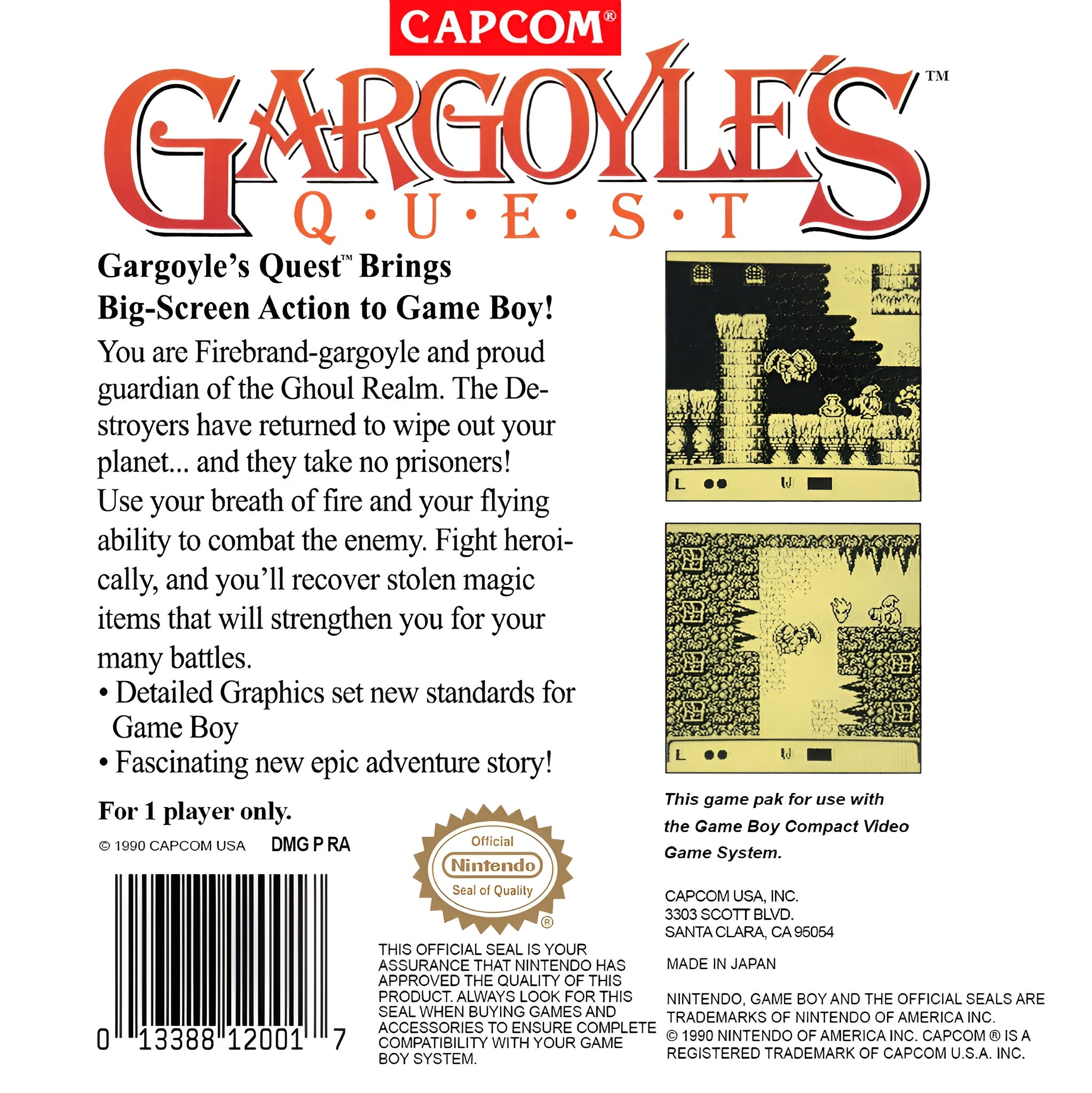 Gargoyle's Quest Game Boy - Video Game - Used - CaveGamers - Image 2