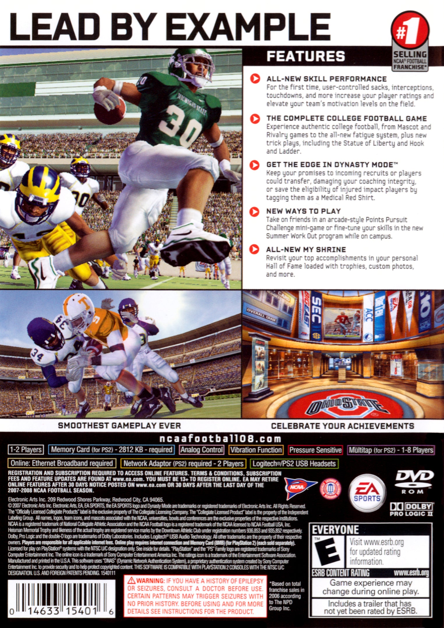 NCAA Football 08 PS2 - Video Game - Used - CaveGamers - Image 2