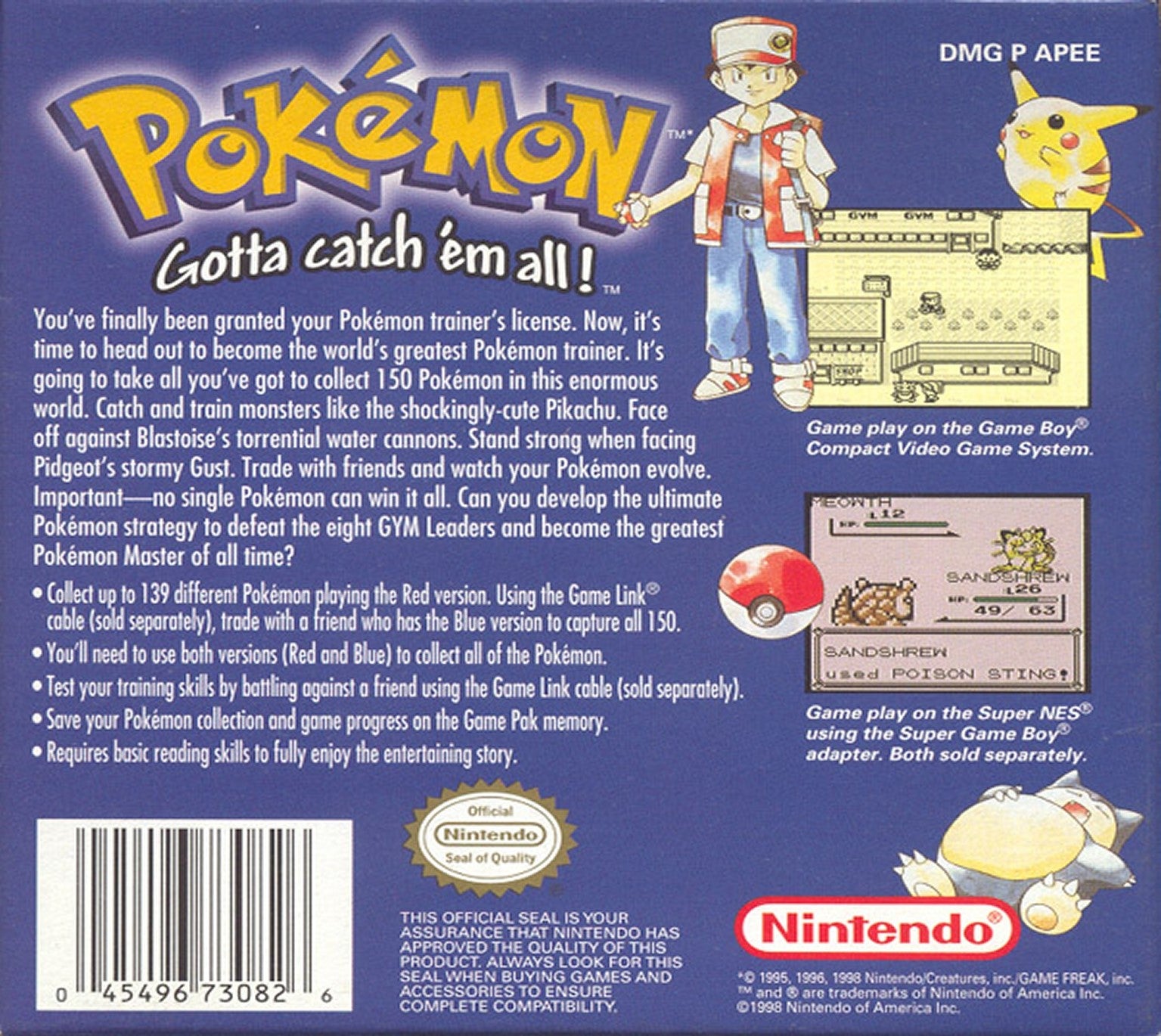 Pokemon Blue Version Game Boy - Video Game - Used - CaveGamers - Image 2