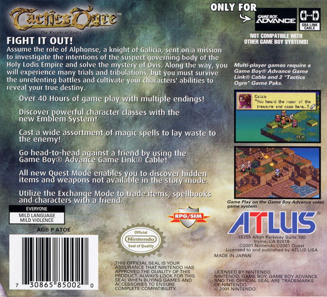 Tactics Ogre: The Knight of Lodis Game Boy Advance - Video Game - Used - CaveGamers - Image 2