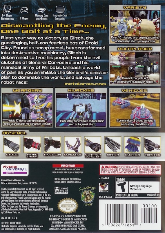 Metal Arms Glitch in the System GameCube - Video Game - Used - CaveGamers - Image 2