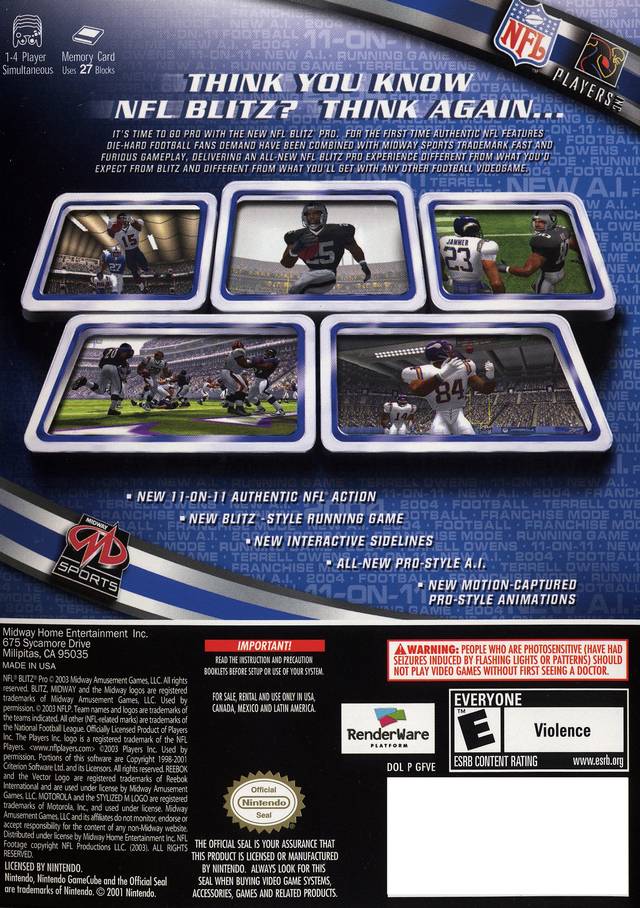 NFL Blitz Pro GameCube - Video Game - Used - CaveGamers - Image 2