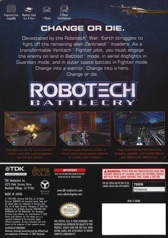 Robotech Battlecry GameCube - Video Game - Used - CaveGamers - Image 2