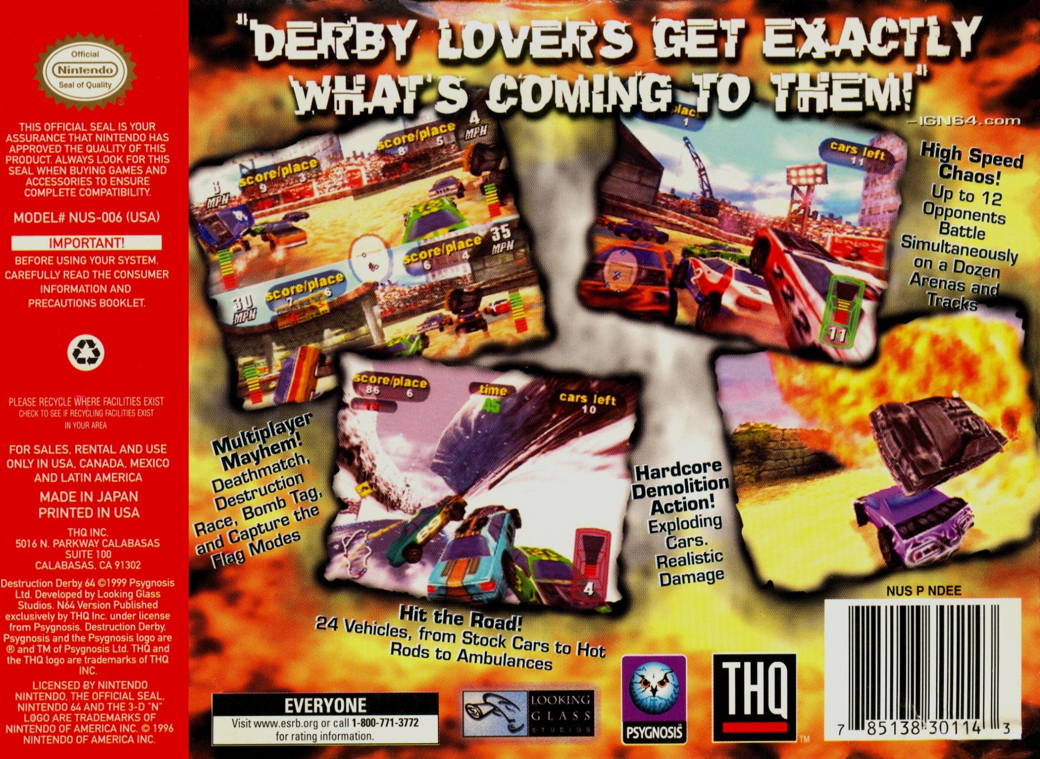 Destruction Derby 64 N64 - Video Game - Used - CaveGamers - Image 2