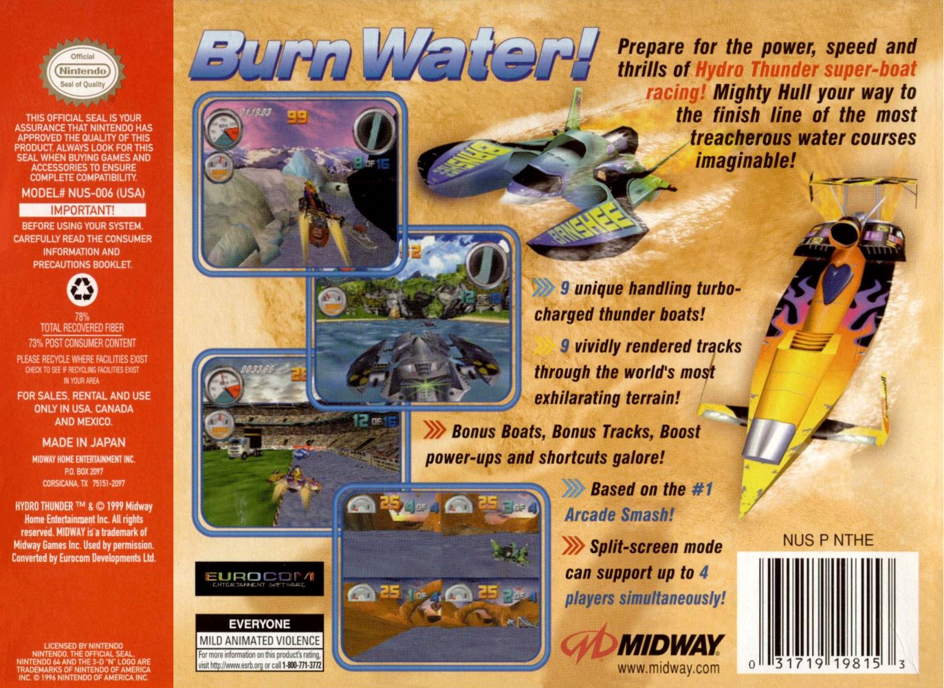 Hydro Thunder N64 - Video Game - Used - CaveGamers - Image 2