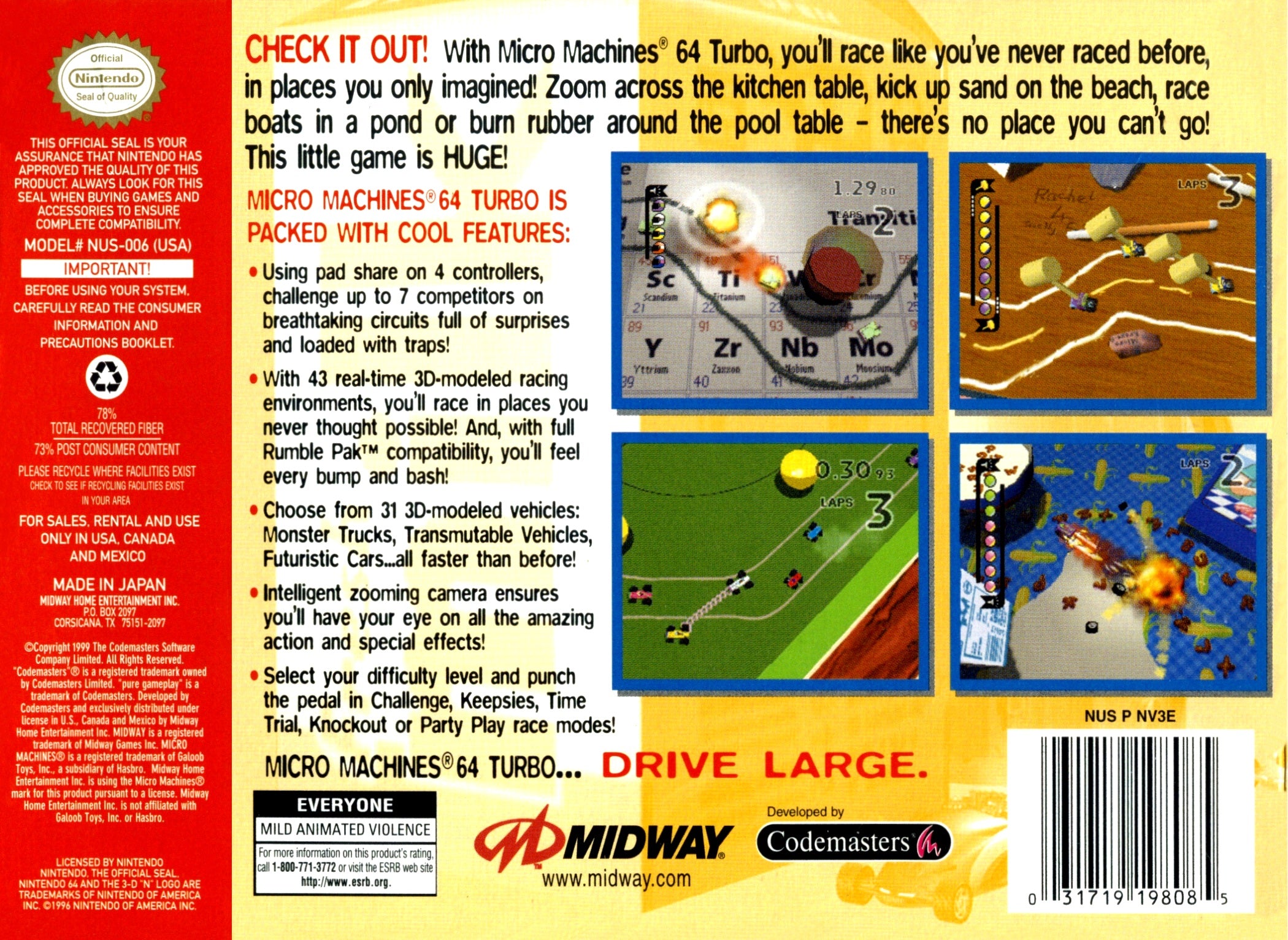 Micro Machines N64 - Video Game - Used - CaveGamers - Image 2