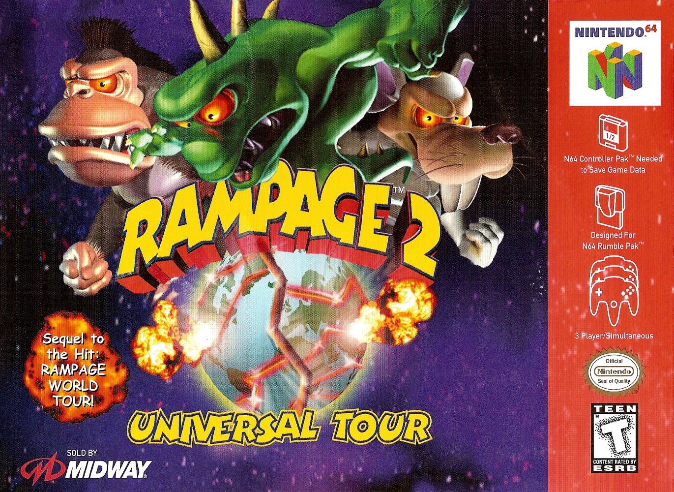 Rampage 2 Universal Tour N64 - Video Game - Used - CaveGamers