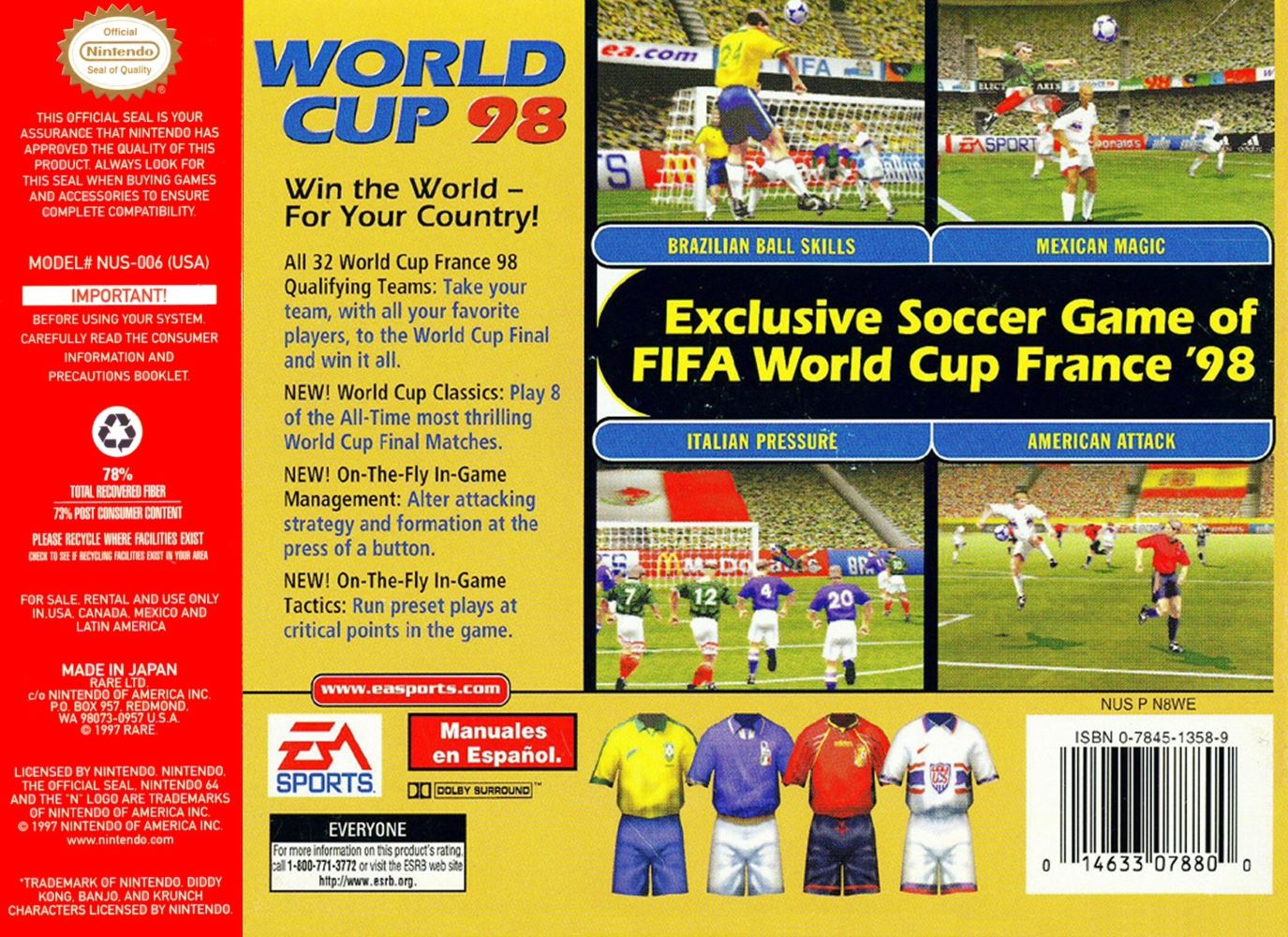 World Cup 98 N64 - Video Game - Used - CaveGamers - Image 2