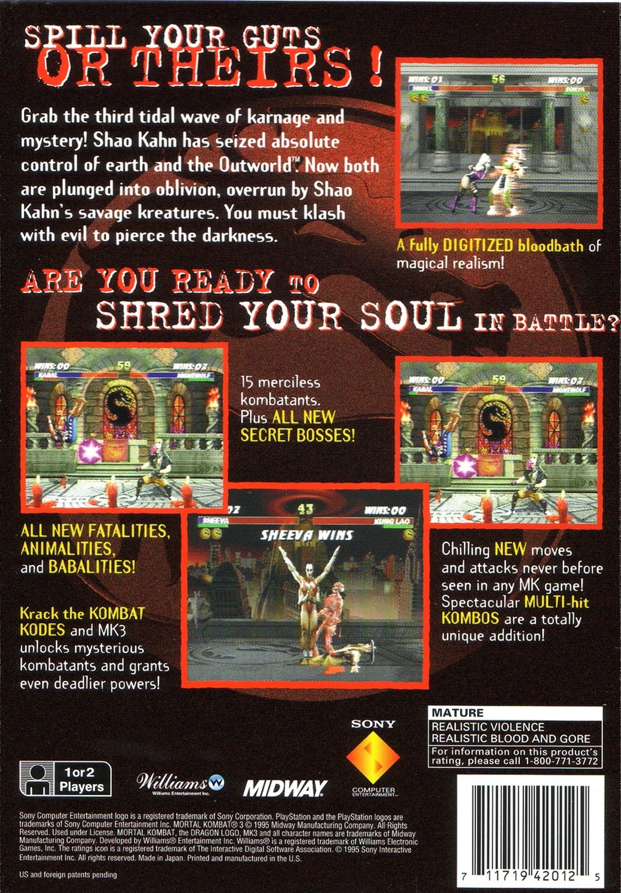 Mortal Kombat 3 Playstation - Video Game - Used - CaveGamers - Image 2