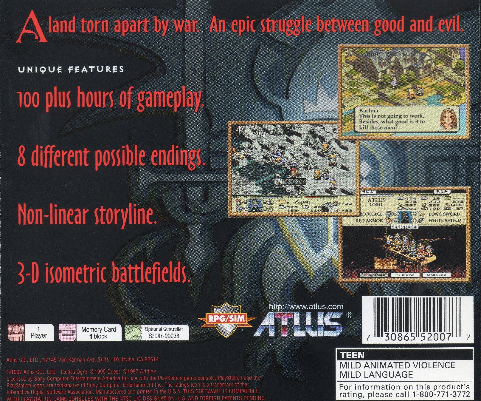 Tactics Ogre Playstation - Video Game - Used - CaveGamers - Image 2