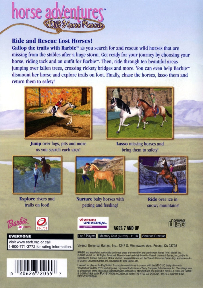 Barbie Horse Adventures Wild Horse Rescue PS2 - Video Game - Used - CaveGamers - Image 2