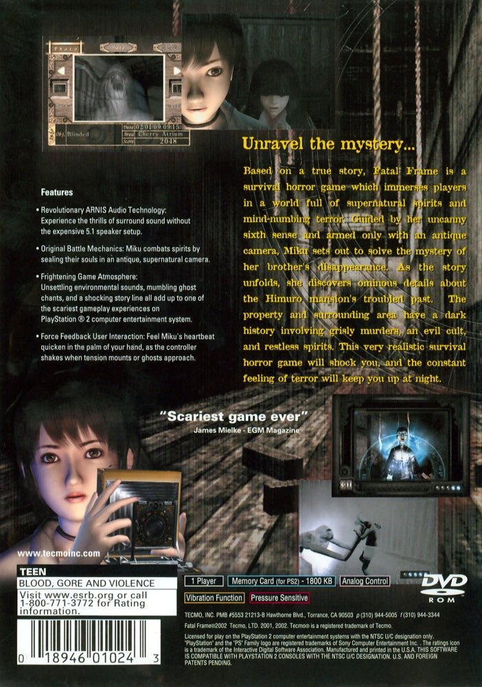 Fatal Frame PS2 - Video Game - Used - CaveGamers - Image 2