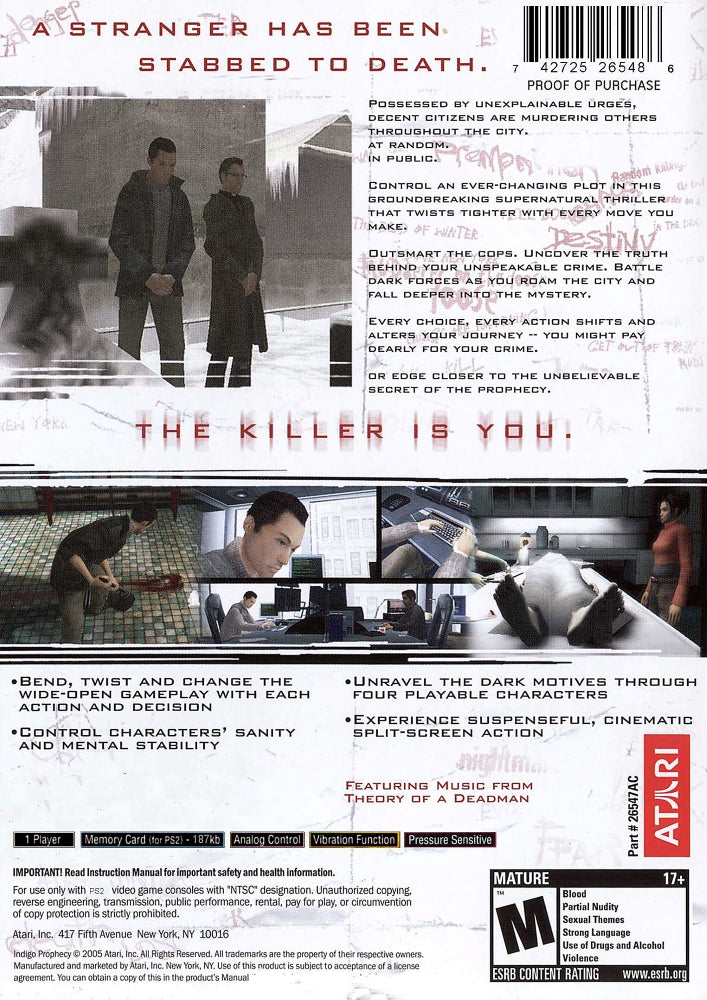 Indigo Prophecy PS2 - Video Game - Used - CaveGamers - Image 2