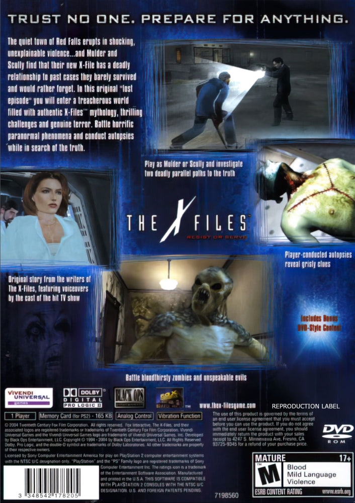 The X-Files: Resist or Serve PS2 - Video Game - Used - CaveGamers - Image 2