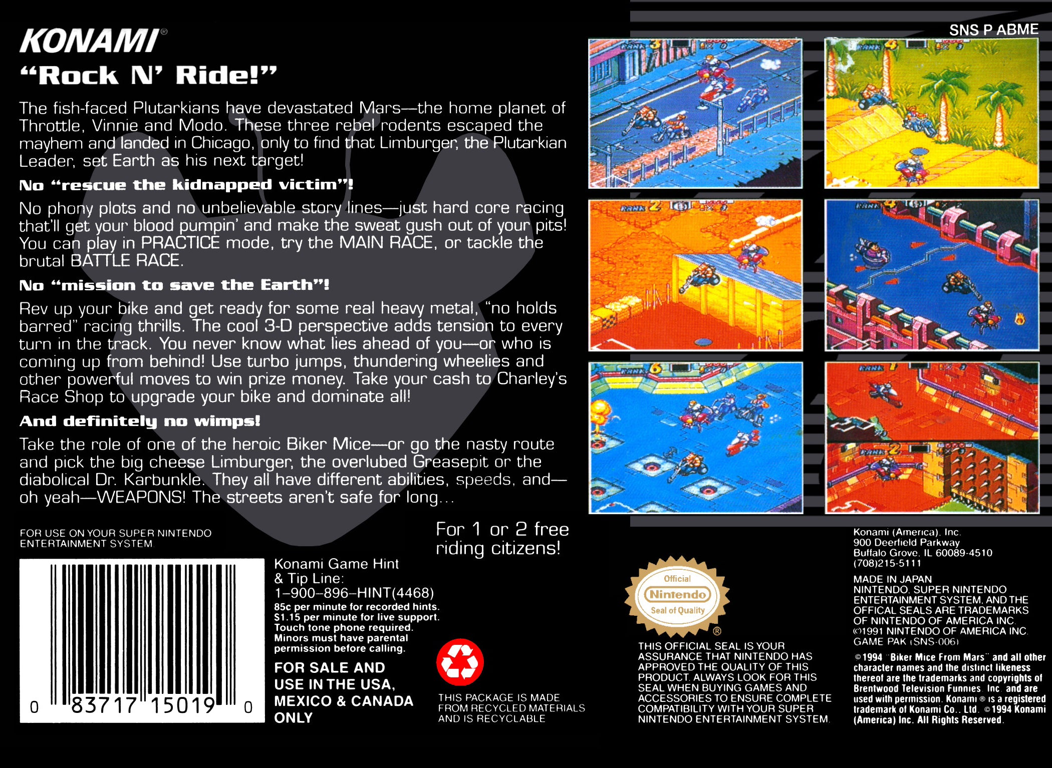 Biker Mice From Mars SNES - Video Game - Used - CaveGamers - Image 2
