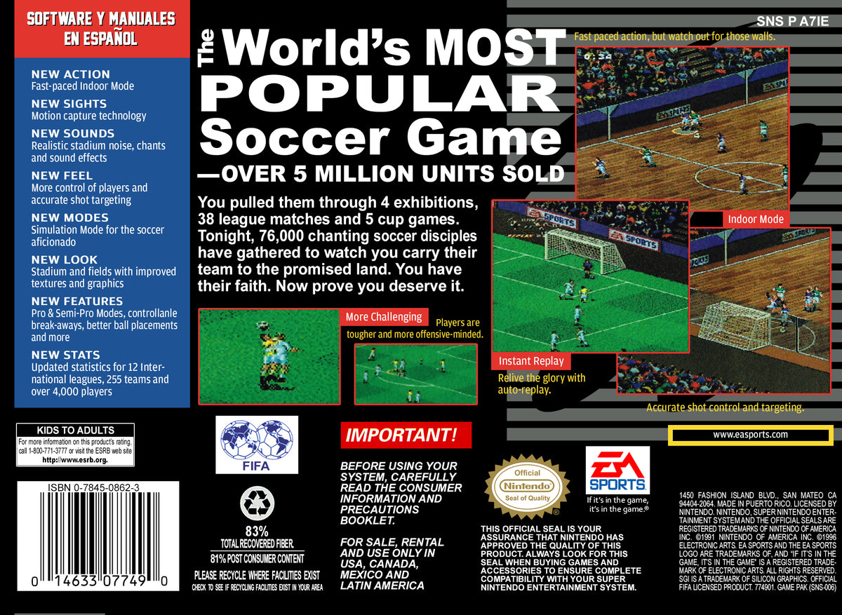 FIFA Soccer 97 SNES - Video Game - Used - CaveGamers - Image 2