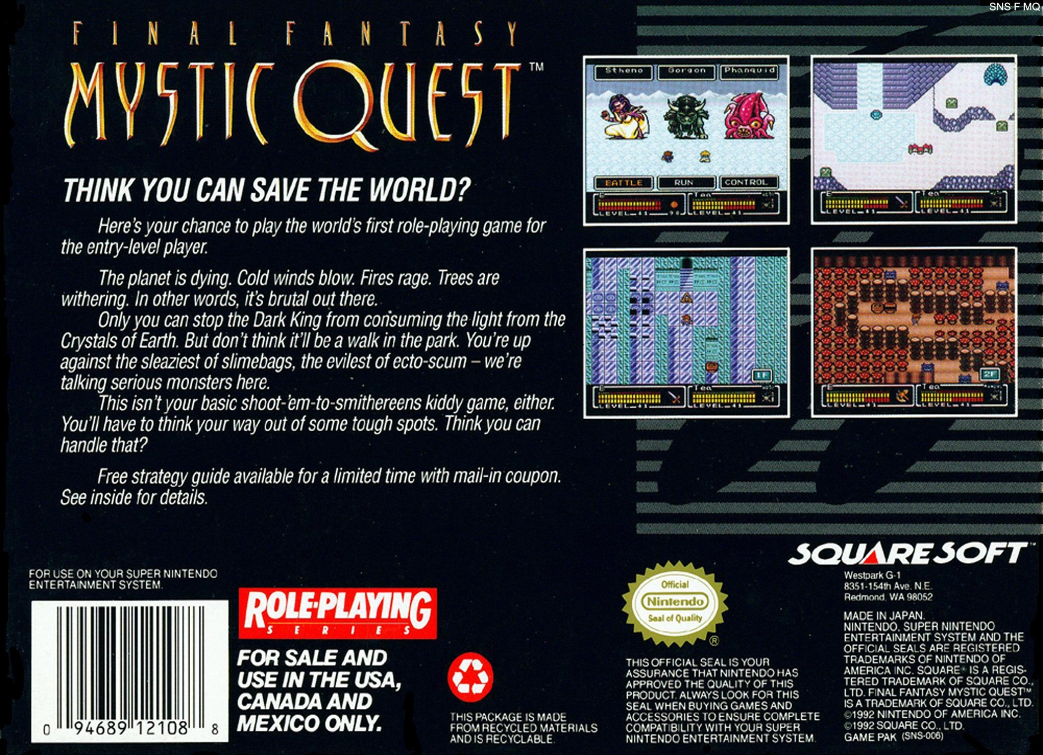 Final Fantasy Mystic Quest SNES - Video Game - Used - CaveGamers - Image 2