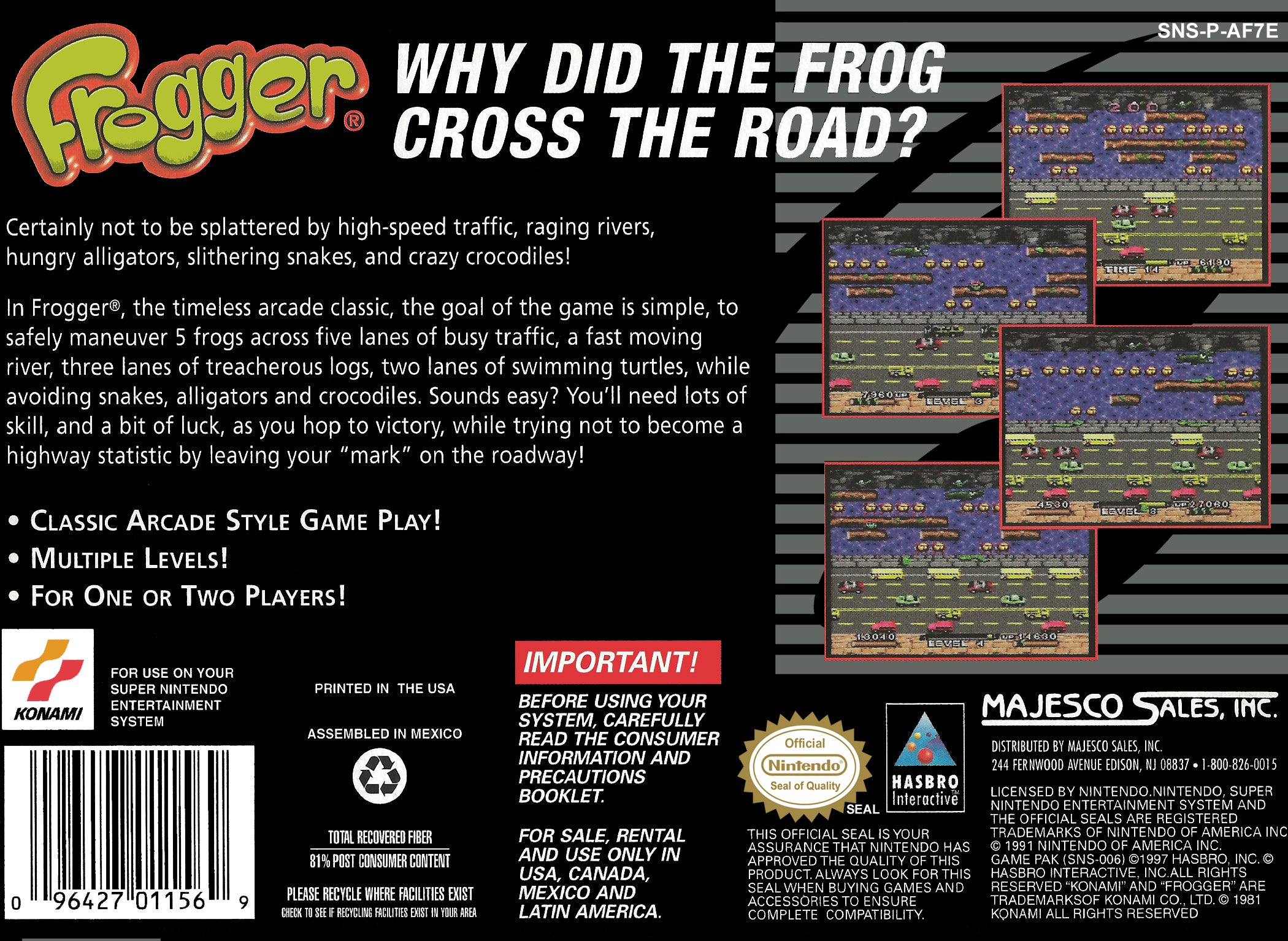 Frogger SNES - Video Game - Used - CaveGamers - Image 2