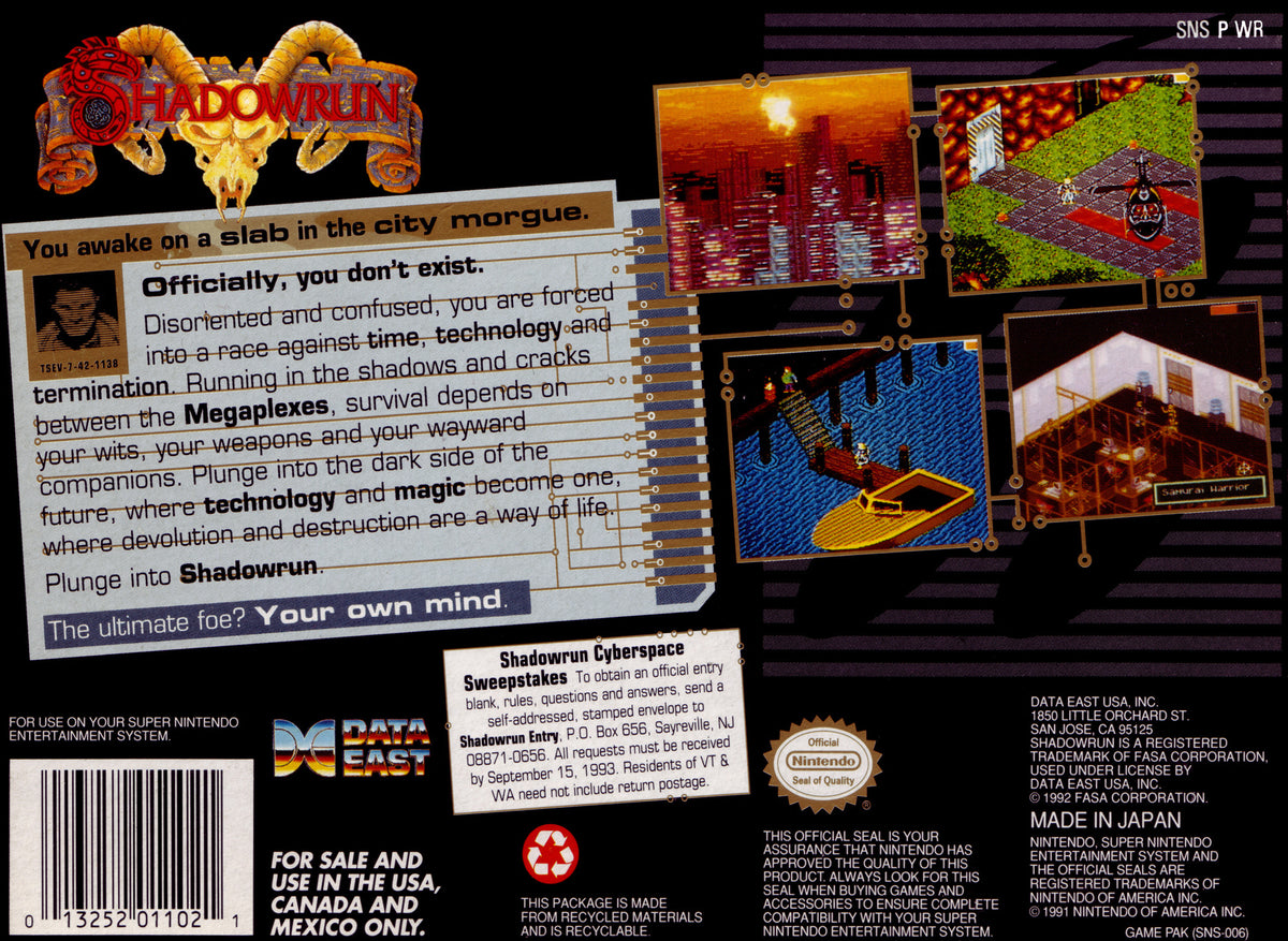 Shadowrun SNES - Video Game - Used - CaveGamers - Image 2