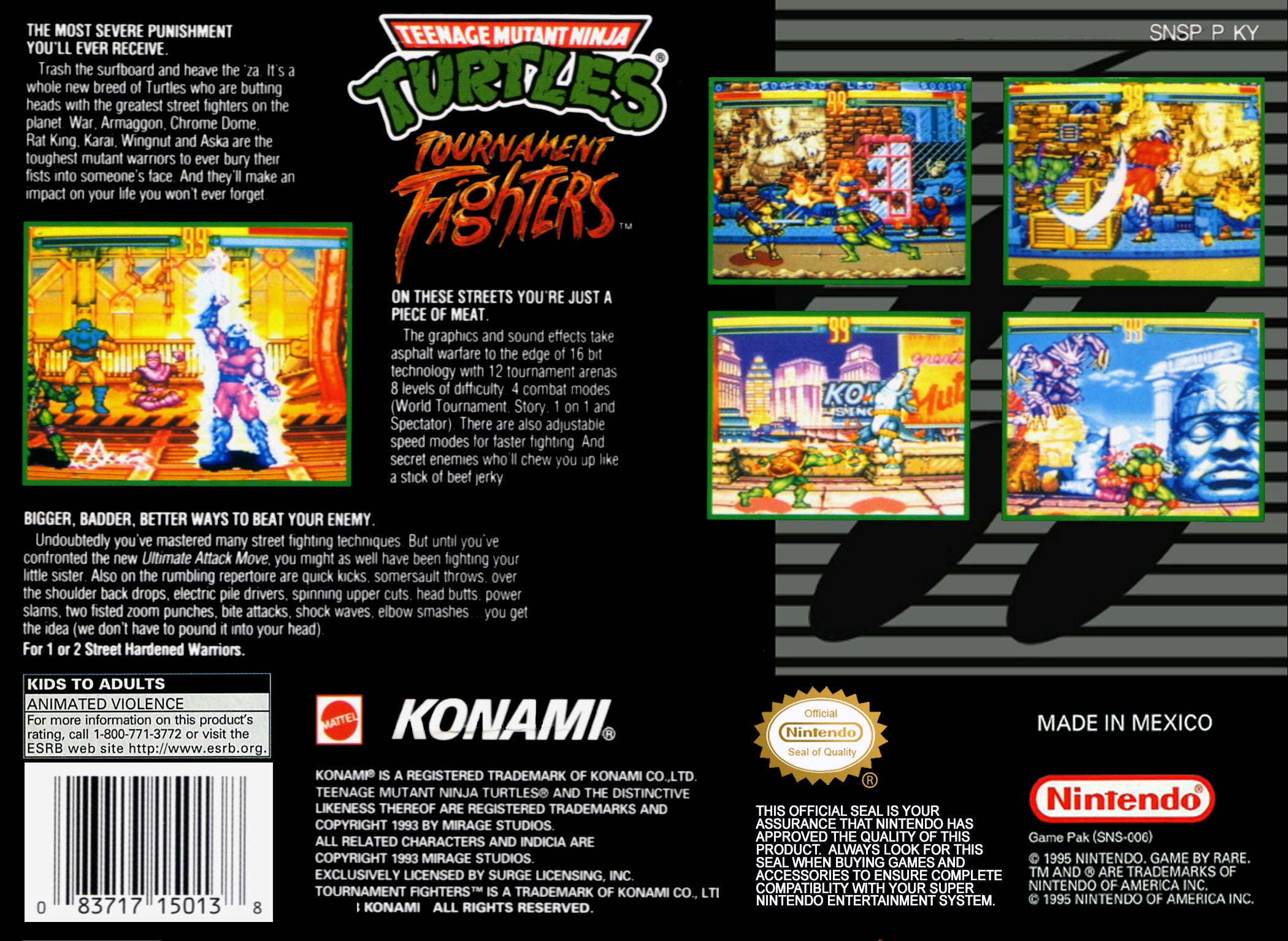 Teenage Mutant Ninja Turtles Tournament Fighters SNES - Video Game - Used - CaveGamers - Image 2