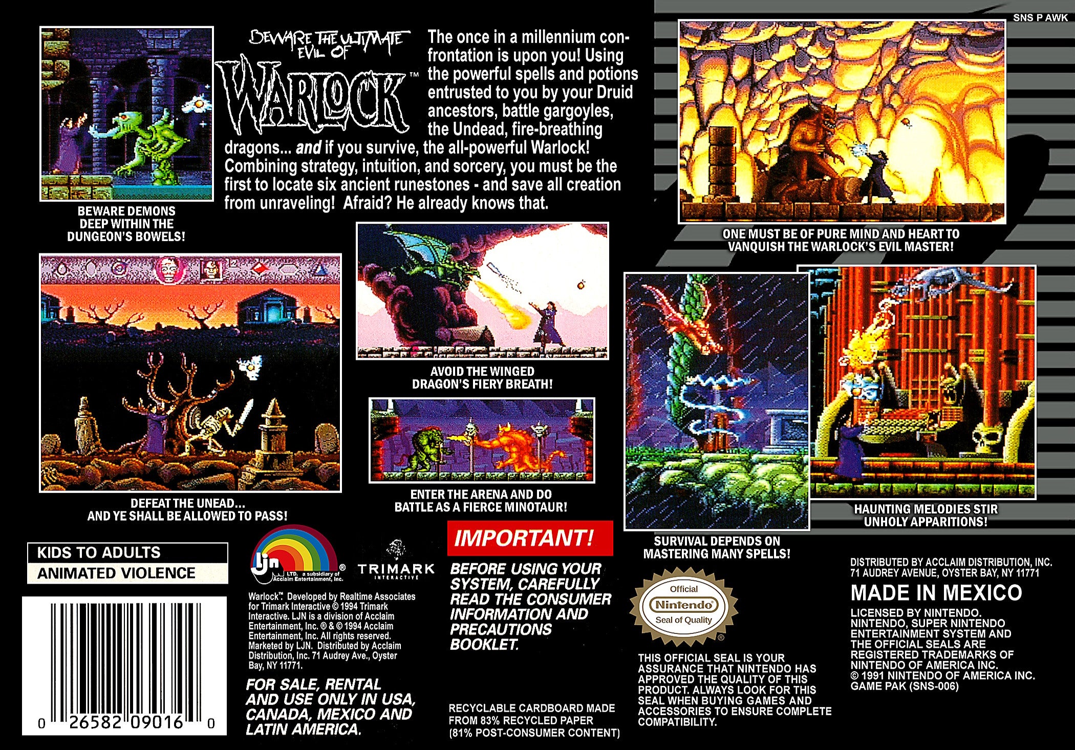 Warlock SNES - Video Game - Used - CaveGamers - Image 2