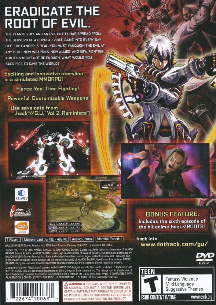 .hack GU Redemption PS2 - Video Game - Used - CaveGamers - Image 2