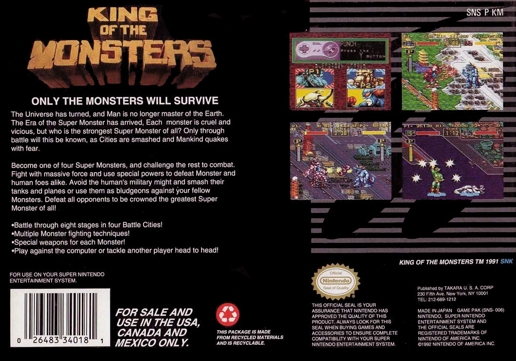 King of the Monsters SNES - Video Game - Used - CaveGamers - Image 2